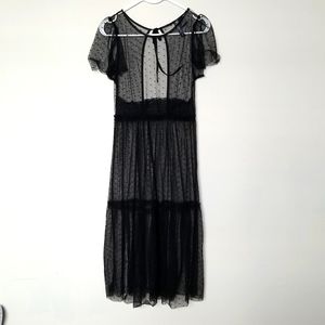 See through black polka dot dress, size L